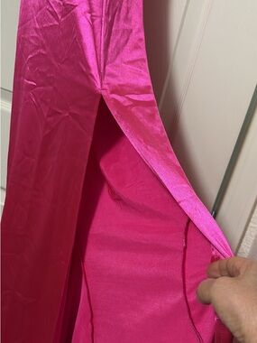 Fuchsia Satin Maxi Skirt with Front Slit